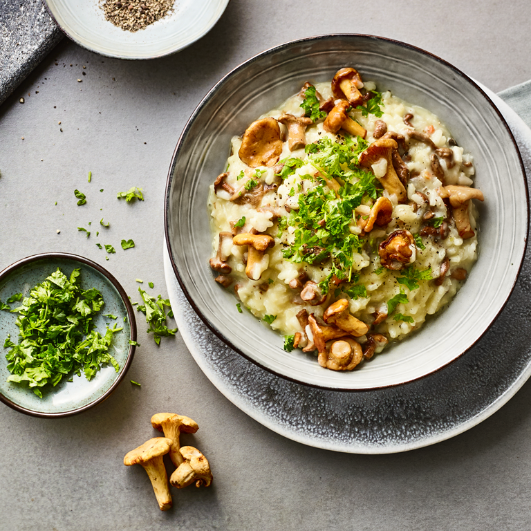 veganes Risotto mit Pfifferlingen